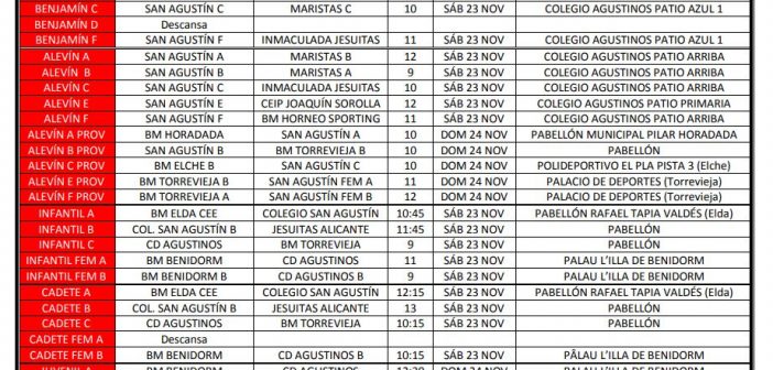 Horarios partidos Agustinos